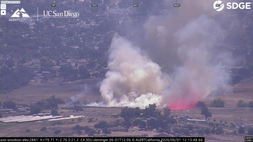 A brush fire in Ramona on June 1, 2026.