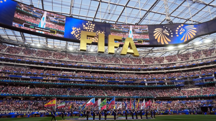June 12, 2026; Inglewood, California, U.S.; General view inside the stadium during the opening ceremony before the match.
