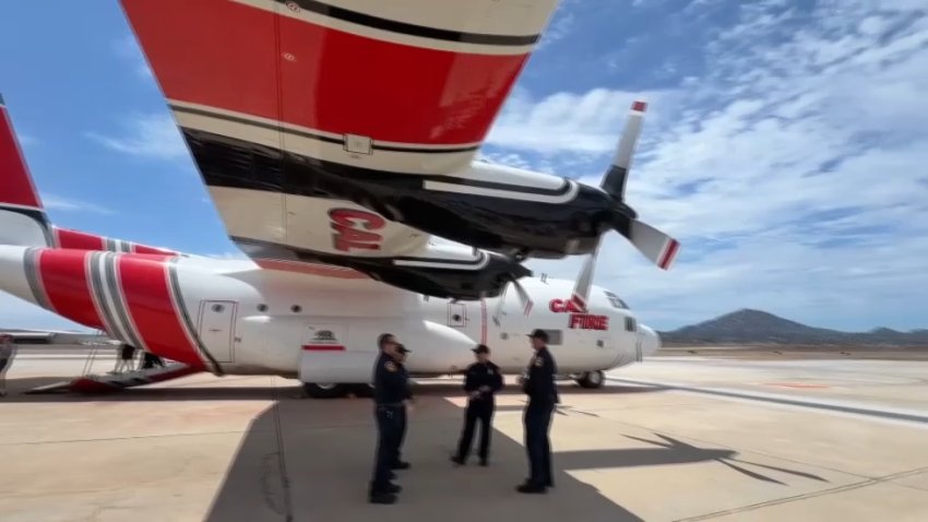 Cal Fire's new C130H air tanker at Ramona Air Attack Base in San Diego County on July 20, 2026.