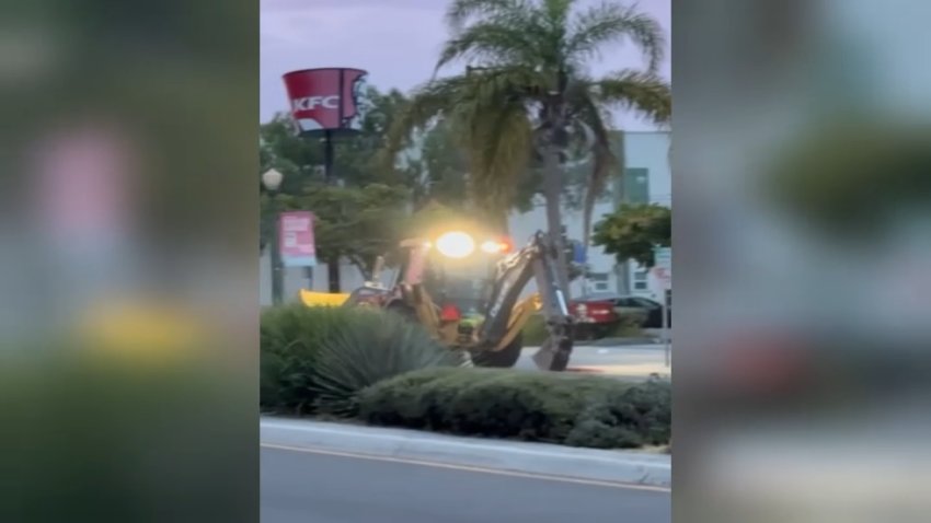 Video shared with NBC San Diego showed an excavator driving through North Park. San Diego police say it was stolen.