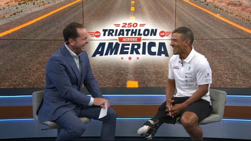 Para-athlete Mohamed Lahna sits down with Steven Luke after completing a 3,000-mile cross-country triathalon.