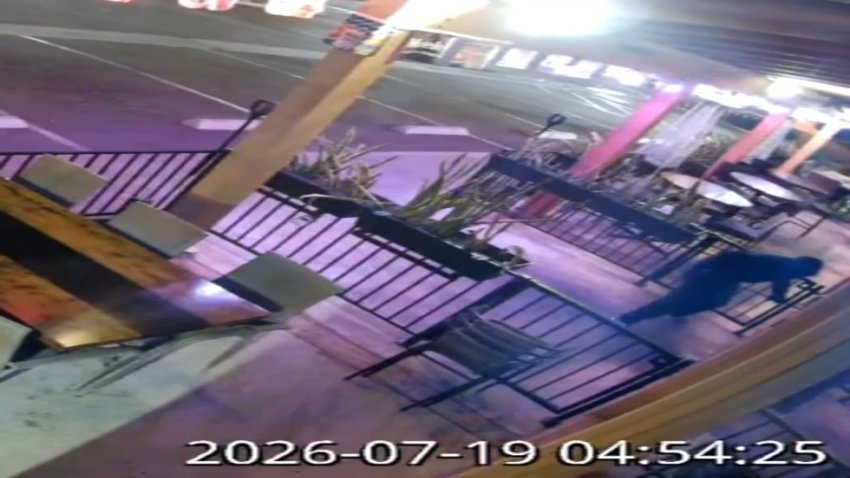 Surveillance video shared by The Mexican Bar shows men using a crowbar to break into the restaurant.