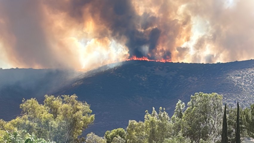Ramona Country Estates resident Steve Tally captured photos of the Creelman Fire in Ramona from his backyard on July 22, 2026.