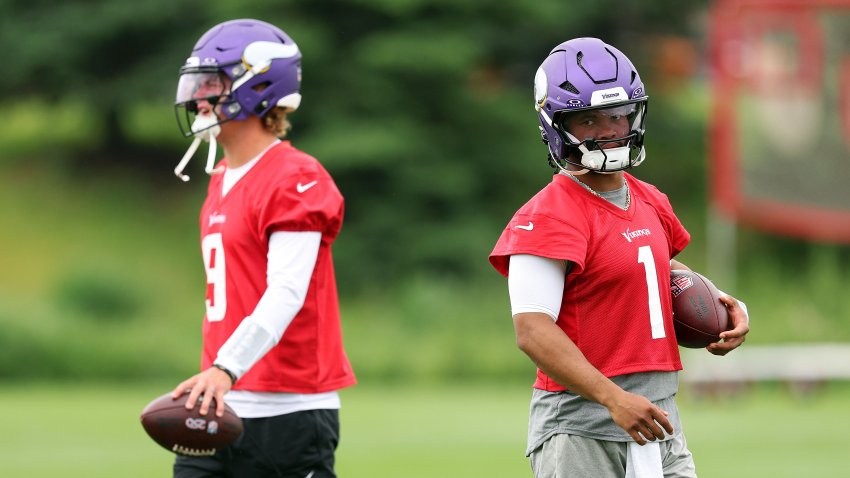 Kyler Murray (1) and J.J. McCarthy (9)