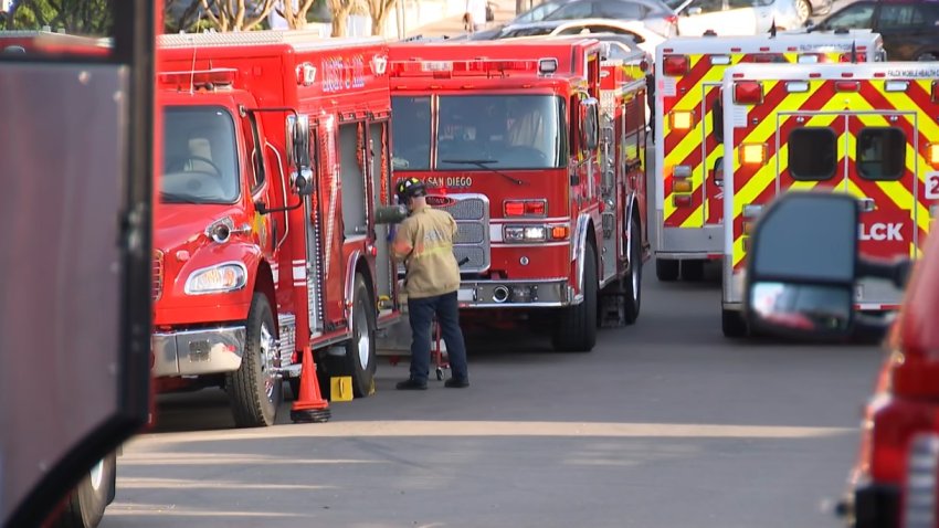 Image taken at the scene where twenty-one residents were displaced after a 2-alarm fire at a La Jolla memory care facility.