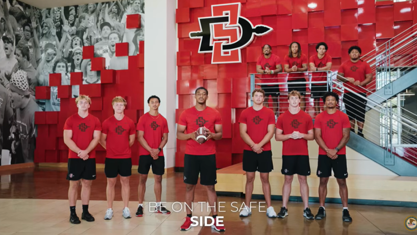 Image from the 2026 #BeOnTheSafeSide public service announcement, shared by he U.S. Attorney’s Office, San Diego City Attorney’s Office and Aztec Link.