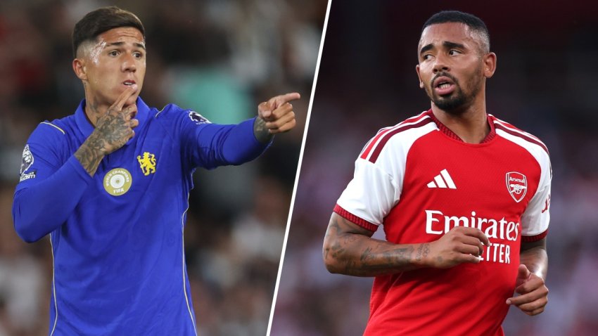 Split image (L-R) of Enzo Fernandez and Gabriel Jesus.