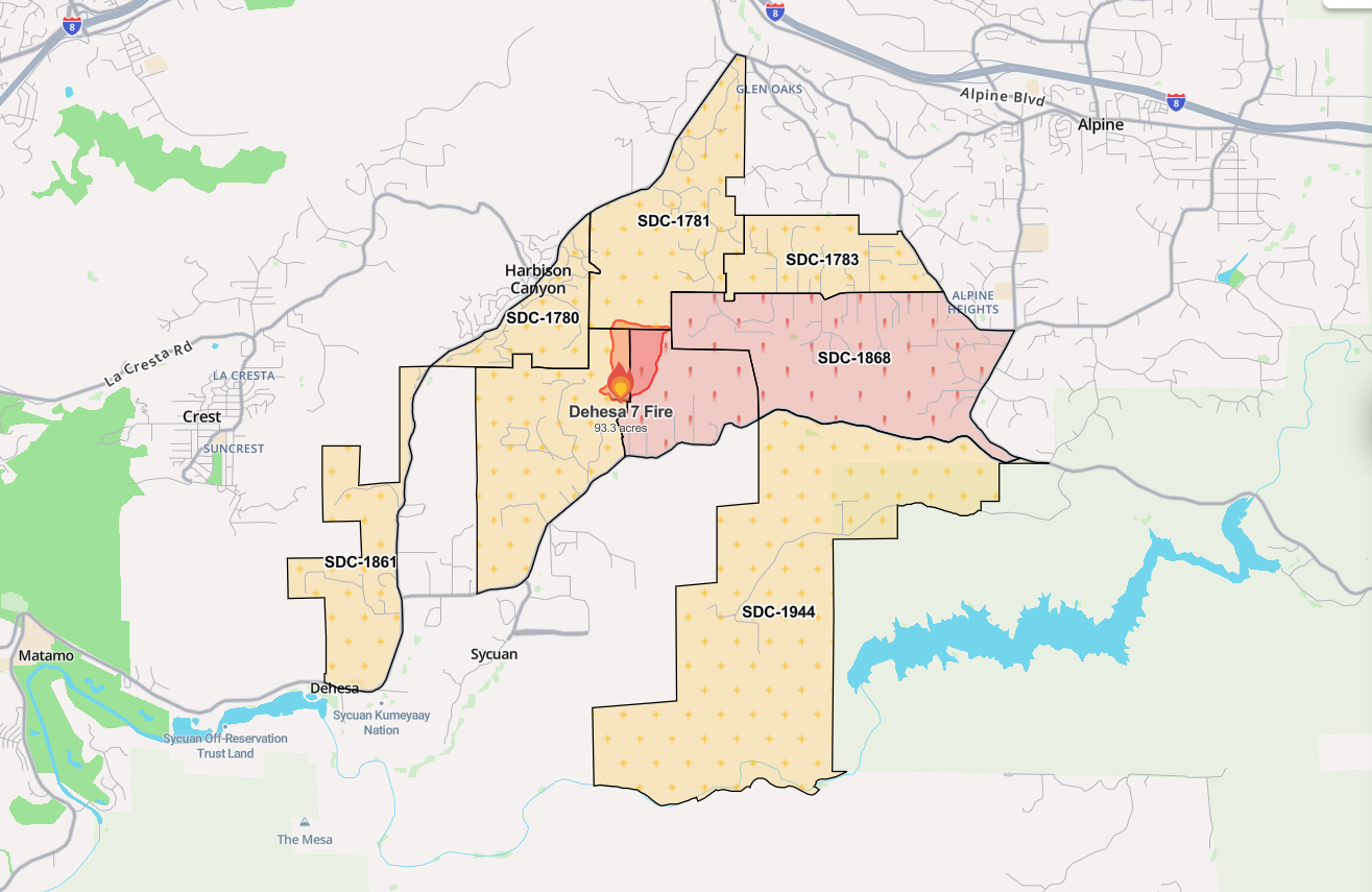 Brush fire sparks in Dehesa, threatening homes and prompting ...