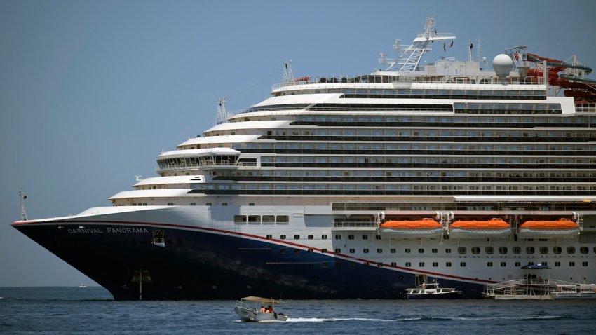 A view of the Carnival Panorama cruise ship in the Pacific Ocean off Los Cabos, Baja California, Mexico, on July 15, 2025.