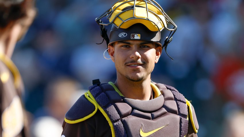 GOODYEAR, ARIZONA – MARCH 7: Ethan Salas #90 of the San Diego Padres smiles during a Spring Training game against the Cleveland Guardians at Goodyear Ballpark on March 7, 2026 in Goodyear, Arizona. (Photo by Brandon Sloter/Getty Images)