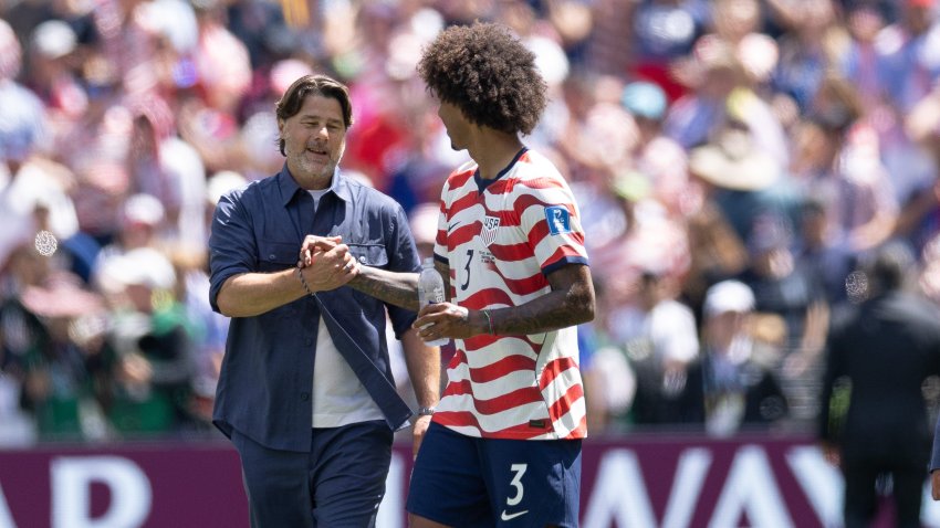 Head coach Mauricio Pochettino and Chris Richards of the United States.