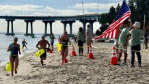 Swimmers entered the water at Glorietta Bay and made a stop at Tidelands Park, Saturday, Coronado, Calif., September 19, 2026.