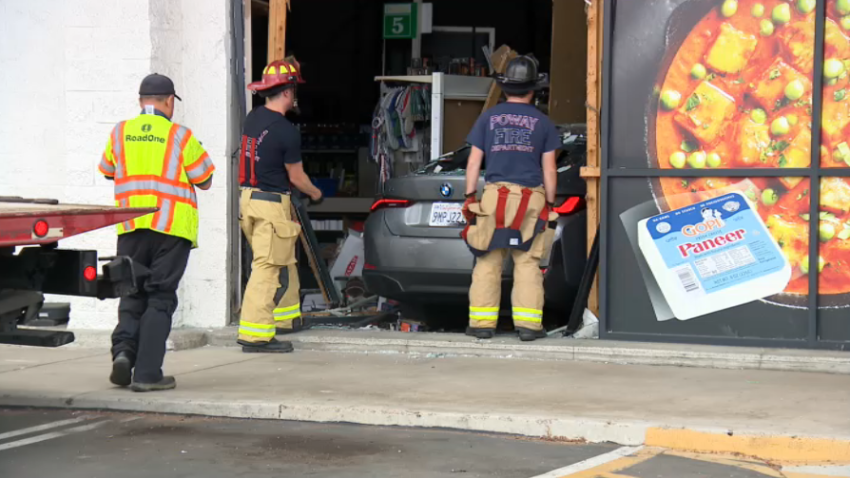 Three people were injured after a car crashed into North Park Produce Store in Poway on Saturday, according to the San Diego Sheriff's Department.