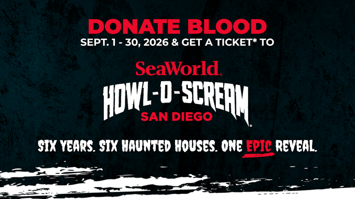 Donate blood this September and score a free ticket to SeaWorld San Diego's Howl-O-Scream.