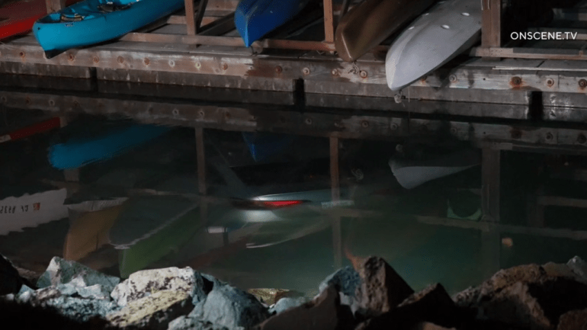 Image showing a car submerged in the Oceanside Harbor.