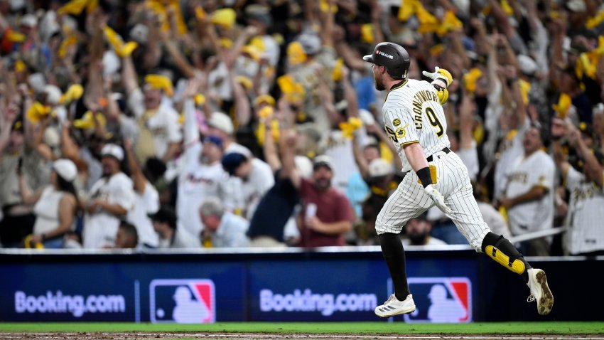 SAN DIEGO, CALIFORNIA – OCTOBER 06: Jake Cronenworth #9 of the San Diego Padres rounds the bases after hitting a home run in the fifth inning against the Milwaukee Brewers in game three of the National League Division Series at Petco Park on October 06, 2026 in San Diego, California. (Photo by Orlando Ramirez/Getty Images)