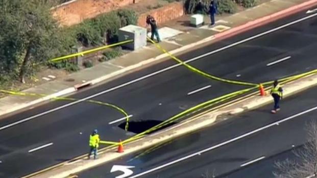 Lane Wide Sinkhole Opens Up Outside Rancho Penasquitos